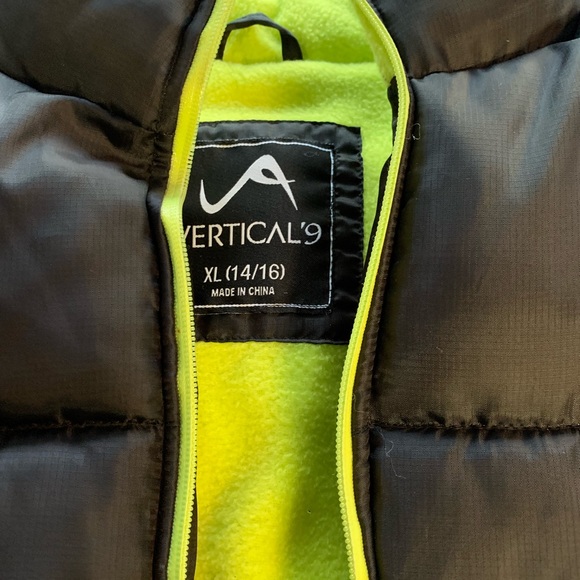 Black Puffer Vest with Lime Green Accent - Picture 2 of 2